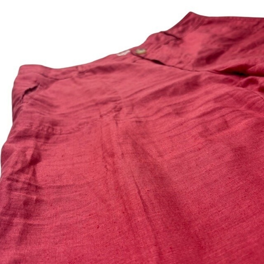 Cherokee Women's 100% Linen Cropped Pants Coral Pink Size 12 Wide Leg Pants - Picture 5 of 14